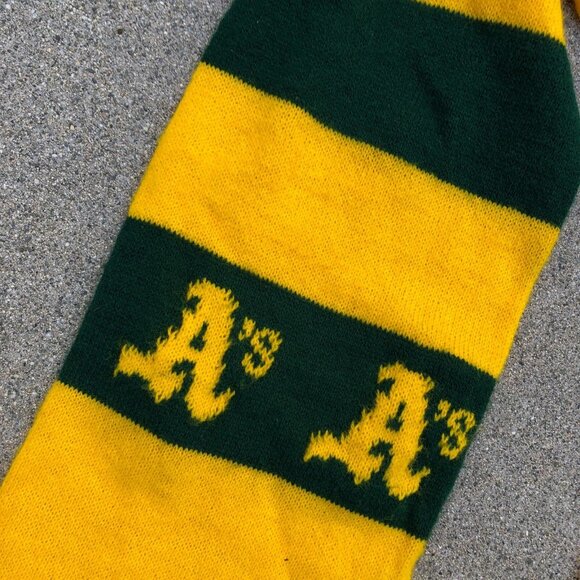 VTG ROSSMORE OAKLAND ATHLETICS A's Scarf MLB Baseball Neck Tie Knit Striped - Picture 4 of 6
